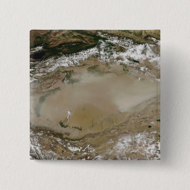 Dust storm in Taklimakan Desert, Western China 2 Inch Square Button (Front)