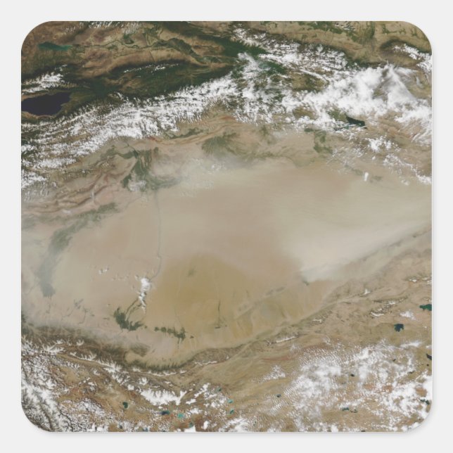 Dust storm in Taklimakan Desert, Western China Square Sticker (Front)