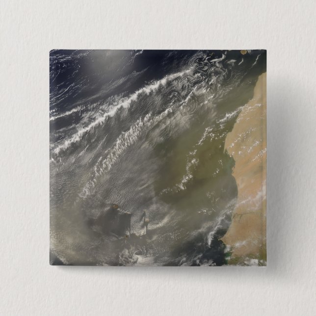 Dust storm off West Africa 2 Inch Square Button (Front)