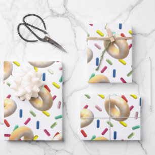 Dusted Doughnuts and Rainbow Sprinkles Wrapping Paper Sheet