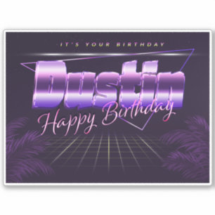 Dustin Name First name lila retro Sticker Birthday