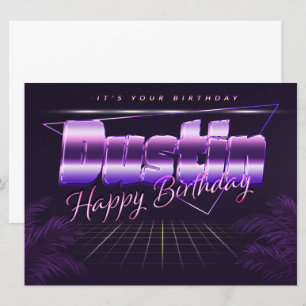 Dustin Name First Name pura retro Map Birthday Card