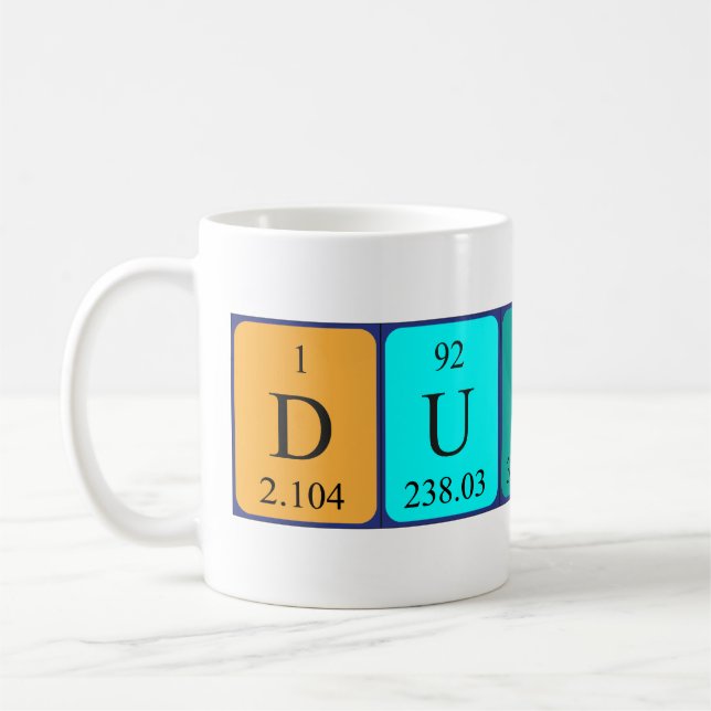Dustin nom de table périodique mug (Gauche)