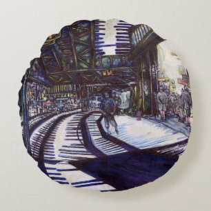 Dusting the Piano Round Pillow