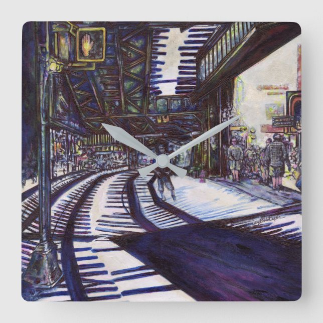 Dusting the Piano Square Wall Clock (Front)