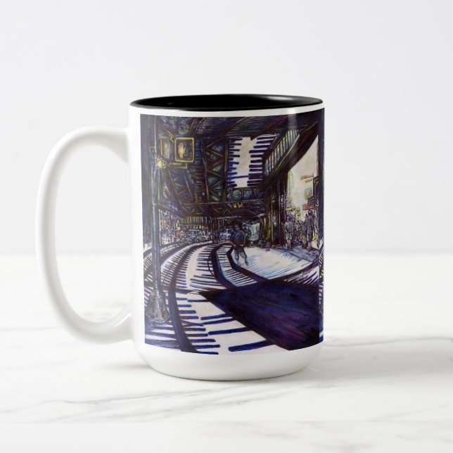 Dusting the Piano Two-Tone Coffee Mug (Left)