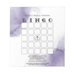 Dusty Amethyst Marble Bridal Shower Bingo  Notepad