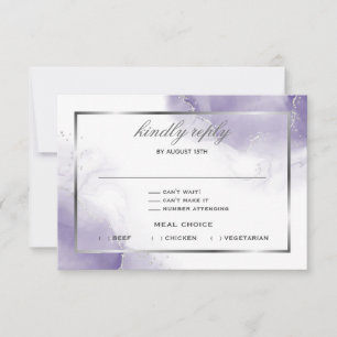 Dusty Amethyst Purple Script Silver RSVP Card