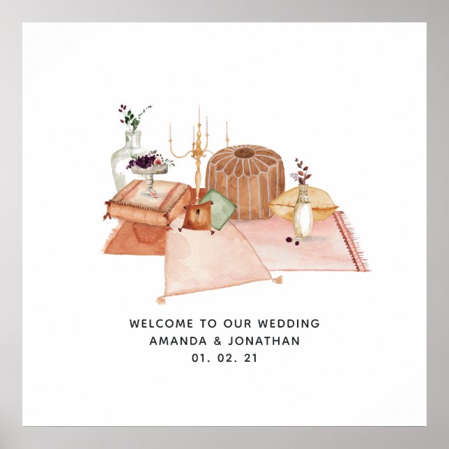 Dusty Autumn Shrine Bohemian Wedding Welcome Poster (Front)