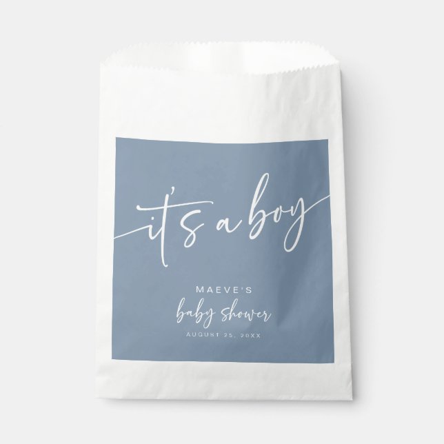 Dusty Baby shower Bleu Favoriser Sacs Moderne C'es (Devant)