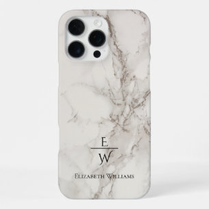 Dusty black and white marble glitter personalized iPhone 16 pro max case
