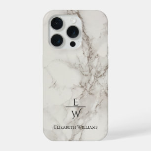 Dusty black and white marble glitter personalized iPhone 15 pro case