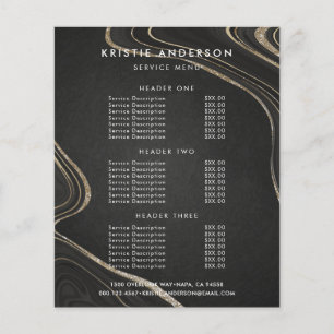 Dusty Black Gold Fluid Pattern Pricing & Services Flyer