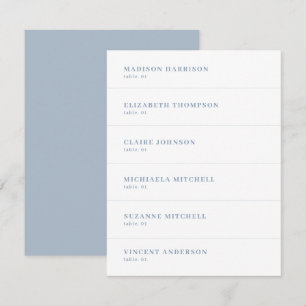 Dusty bleu et blanc Mariage Lieu Nom Carte DIY