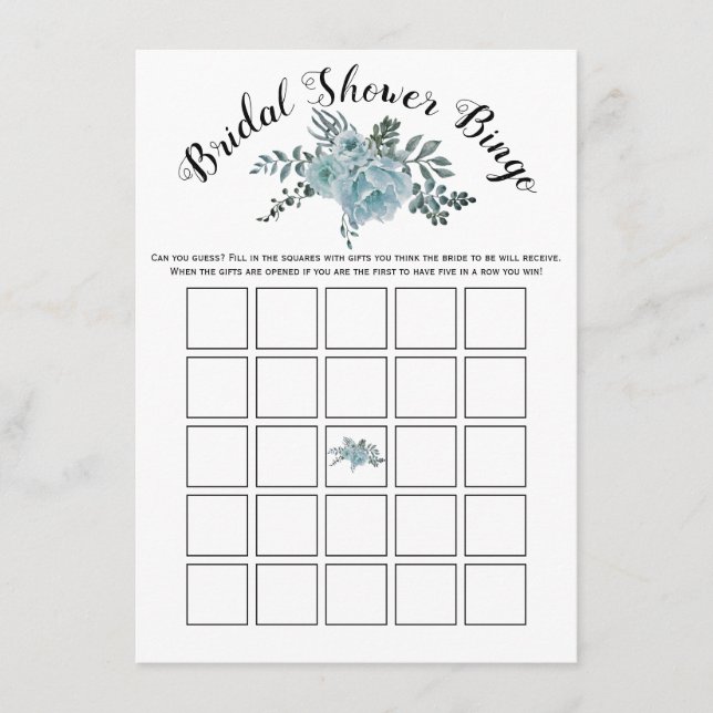 Dusty bleu fleurs nuptiale carte de jeu (Devant)