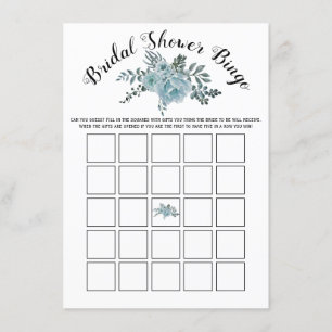 Dusty bleu fleurs nuptiale carte de jeu