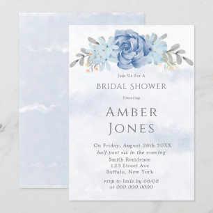 Dusty Bleu Peony Peony Invitation à la douche nupt