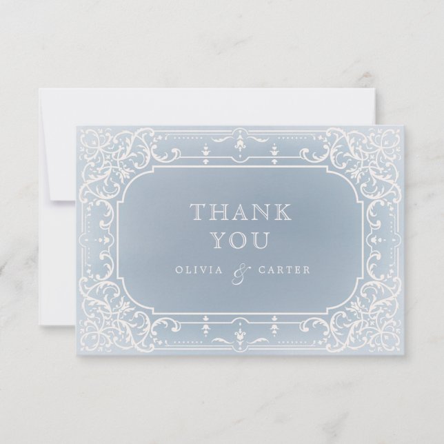 Dusty bleu romantique mariage merci (Devant)