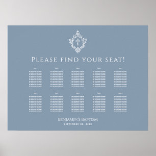 Dusty Blue 10 Tables & Crest Baptism Seating Chart