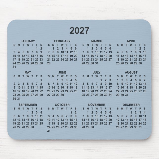 Dusty Blue 2027 Calendar Mouse Pad (Front)