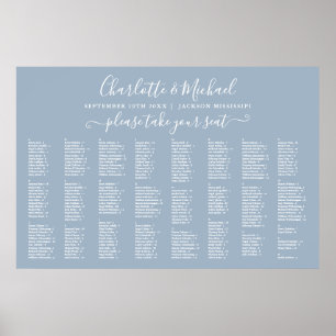 Dusty Blue 300 Names Wedding Seating Chart