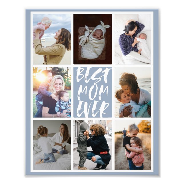 Dusty Blue 8 Photo Collage Meilleure Maman Jamais (Devant)