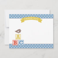 Dusty Blue ABC Blocks Bird Baby Boy