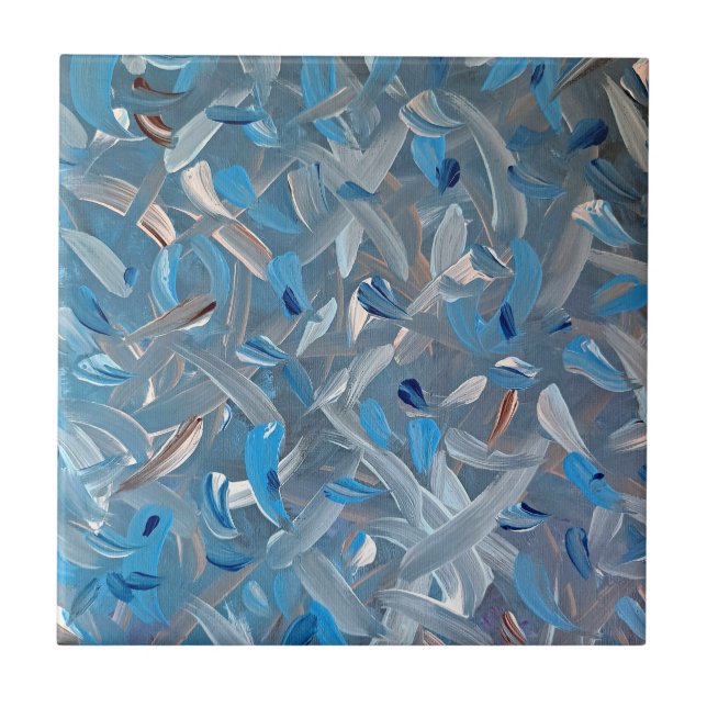 Dusty Blue Abstract Ceramic Tile (Front)
