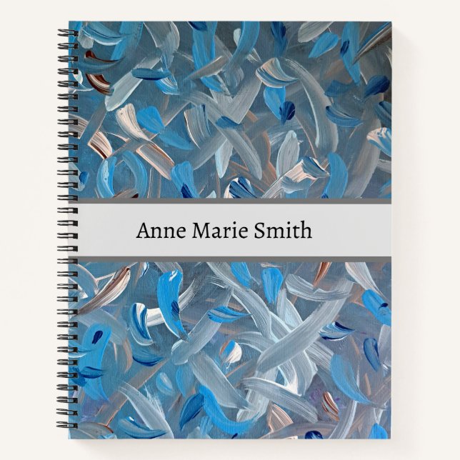 Dusty Blue Abstract Personalized Notebook (Front)