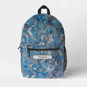 Dusty Blue Abstract Printed Backpack