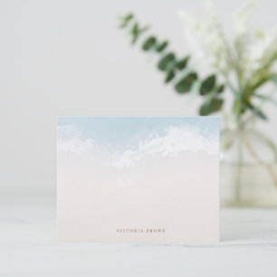Dusty blue abstract wave Personalized Stationery Card
