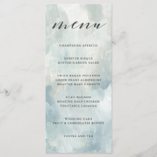 Dusty Blue Abstrait Brushstrokies Menu Mariage
