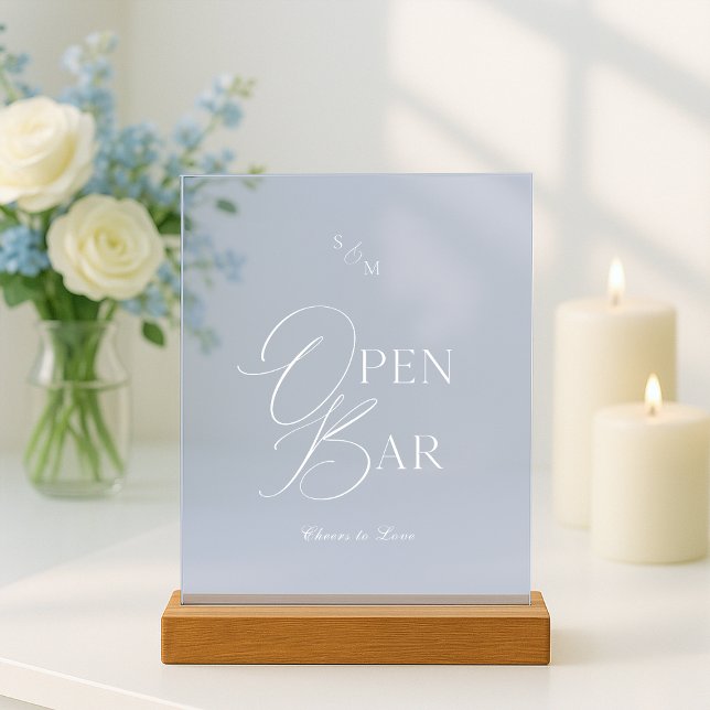 Dusty Blue Acrylic Open Bar Wedding Sign (Creator Uploaded)