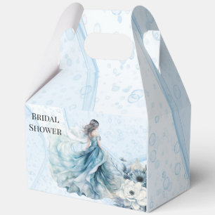 Dusty Blue Alcohol Ink Bride Bridal Shower Favor Box