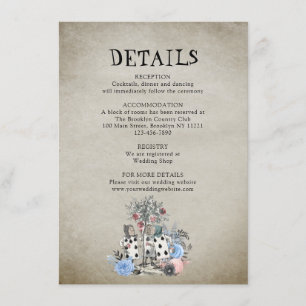 Dusty Blue Alice in Wonderland Wedding Details Enclosure Card