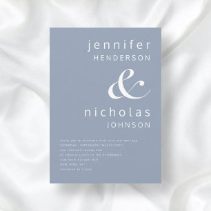 Dusty Blue Ampersand Typography Wedding Invitation