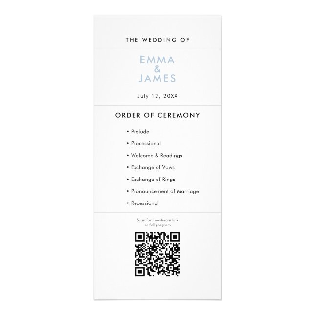 Dusty Blue Ampersand Wedding | Program | QR Code (Front)