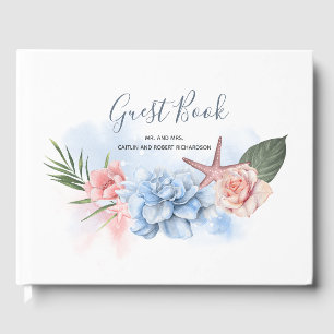 Dusty Blue and Blush Beach Wedding Guest Book