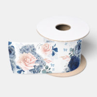 Dusty Blue and Blush Pink Floral Elegant Romantic