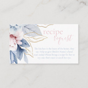 Dusty Blue and Blush Pink Floral Recipe Request Enclosure Card