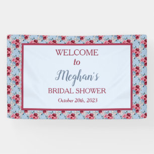Dusty Blue and Burgundy Bridal Shower Welcome Banner