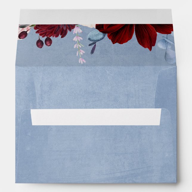 Dusty Blue and Burgundy Envelope (Back (Bottom))