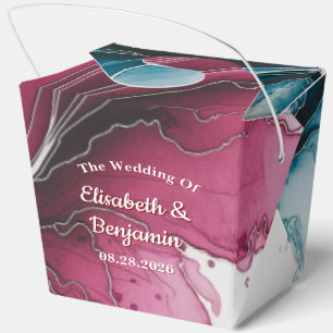 Dusty Blue and Burgundy Swirl Wedding Favor Box