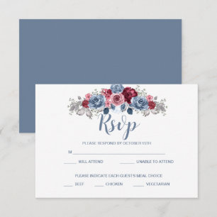 Dusty Blue and Burgundy Wedding RSVP Enclosure