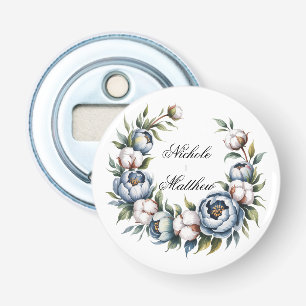 Dusty Blue and Cotton Wedding Favor Bottle Opener