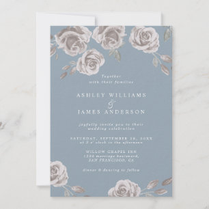 Dusty Blue and Dusty Rose Watercolor Invitation