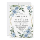 Dusty Blue and Gold Elegant Floral Rustic Wedding