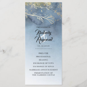 Dusty Blue and Gold Wedding Programs