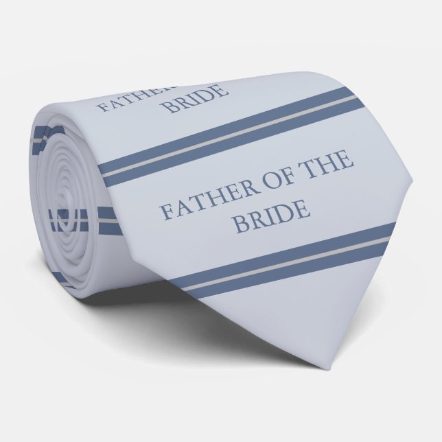 Dusty Blue And Grey Floral Father of BRIDE/GROOM Tie (Rolled)