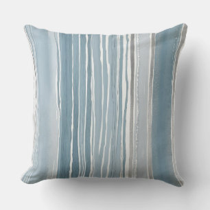 Dusty Blue and Grey stripes Throw Pillow